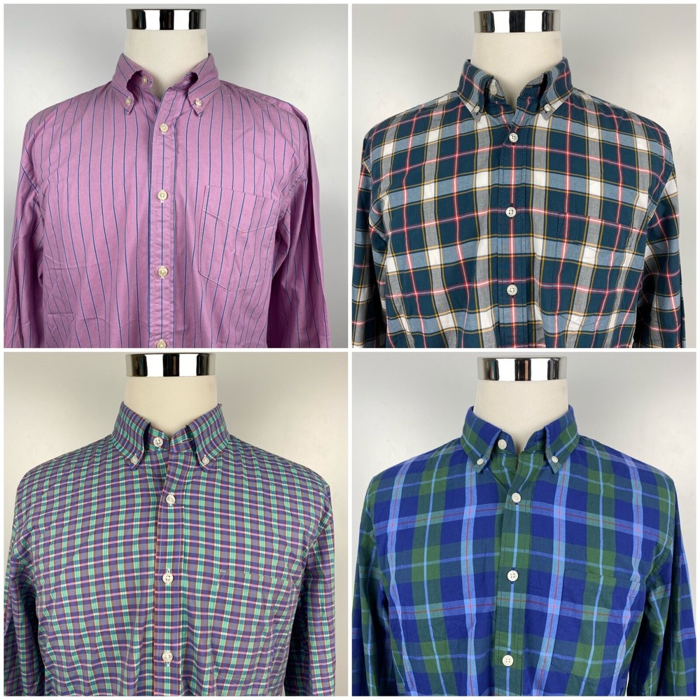 J. Crew Men's Large Lot of 4 Plaid Striped Long Sleeve Multicolor Button Shirts